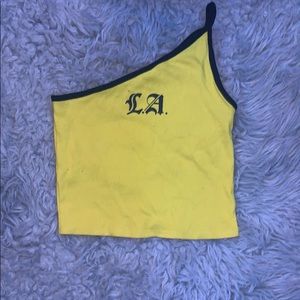 yellow la cropped tank top
